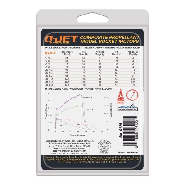 Quest Q-Jet™ D16-4FJ Black Max Rocket Motors Value 12-Pack - Q6364 For Discount