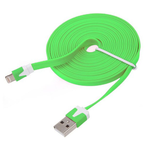 SmarTek - 6 Foot Lightning Charge and Sync  Flat Noodle  Cable USB Tangle Free Supply