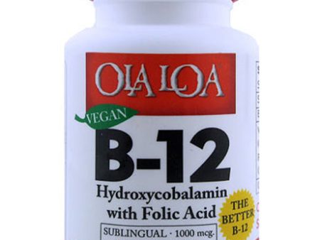 OLA LOA - Vegan B-12 Hydroxycobalamin with Folic Acid Sublingual Cherry - 60 Tablets For Sale