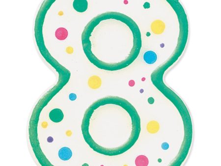 WILTON - Polka Dot Numeral Candle, 3-Inch by 1.5-Inch, No. 8 Green - 1 Candle Online Hot Sale