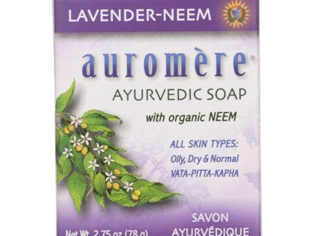 AUROMERE - Lavender-Neem Ayurvedic Bar Soap - 2.75 oz. (78 g) Online