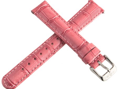 Invicta Women 16mm Shiny Pink Genuine Leather Watch Band Strap Silver Pin Buckle Fashion