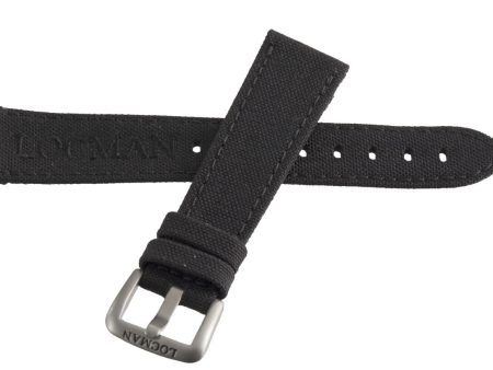 LOCMAN Men s 20MM x 16mm Black Fabric Silver Buckle Band For Sale