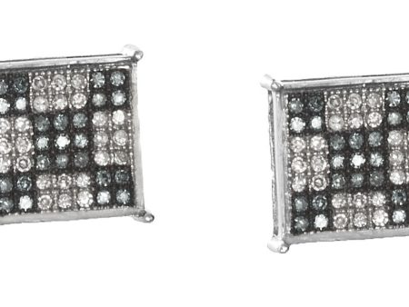 14k White Gold 9.5mm Two-Tone .45ct Diamond Stud Earrings Sale