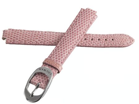 LOCMAN Women s 16mm Pink Lizard Leather Silver Buckle Watch Band Strap Fashion