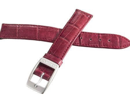 LOCMAN Women s 16mm Rose Pink Alligator Leather Silver Buckle Watch Band Strap For Discount