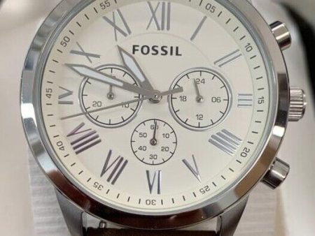 Fossil BQ1741IE Small Flyn Off White Dial Brown Leather Strap Chrono Men s Watch Online Hot Sale