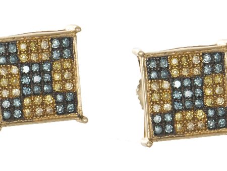 14k Gold 9.5mm Two-Tone .40ct Diamond Stud Earrings For Cheap