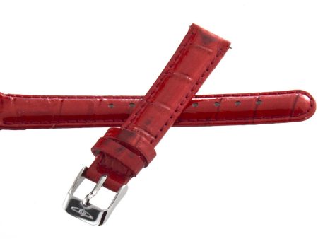 Invicta Womens 16mm  x 14.5mm Shiny Red Watch Band Strap Silver Pin Buckle Fashion