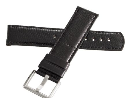 LOCMAN 24mm Black Lizard Leather Watch Band Strap W Silver Buckle Online