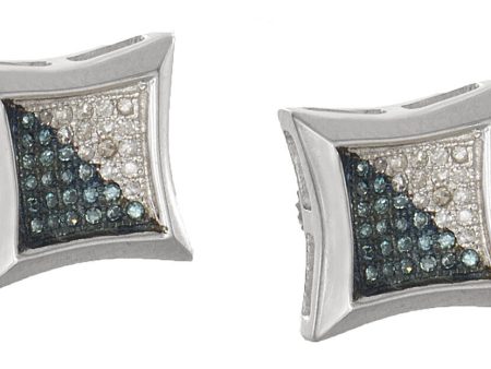 14k White Gold 9.5mm Two-Tone .35ct Diamond Stud Earrings Online Hot Sale