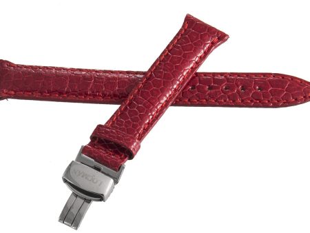 LOCMAN Women s 17mm Red Alligator Leather Silver Buckle Watch Band Strap on Sale